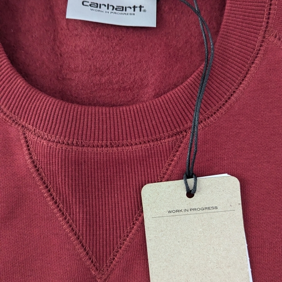 Carhartt Work In Progress WIP Chase Crew Sweatshirt Corvina Burgundy Oxblood XXL - Picture 6 of 11